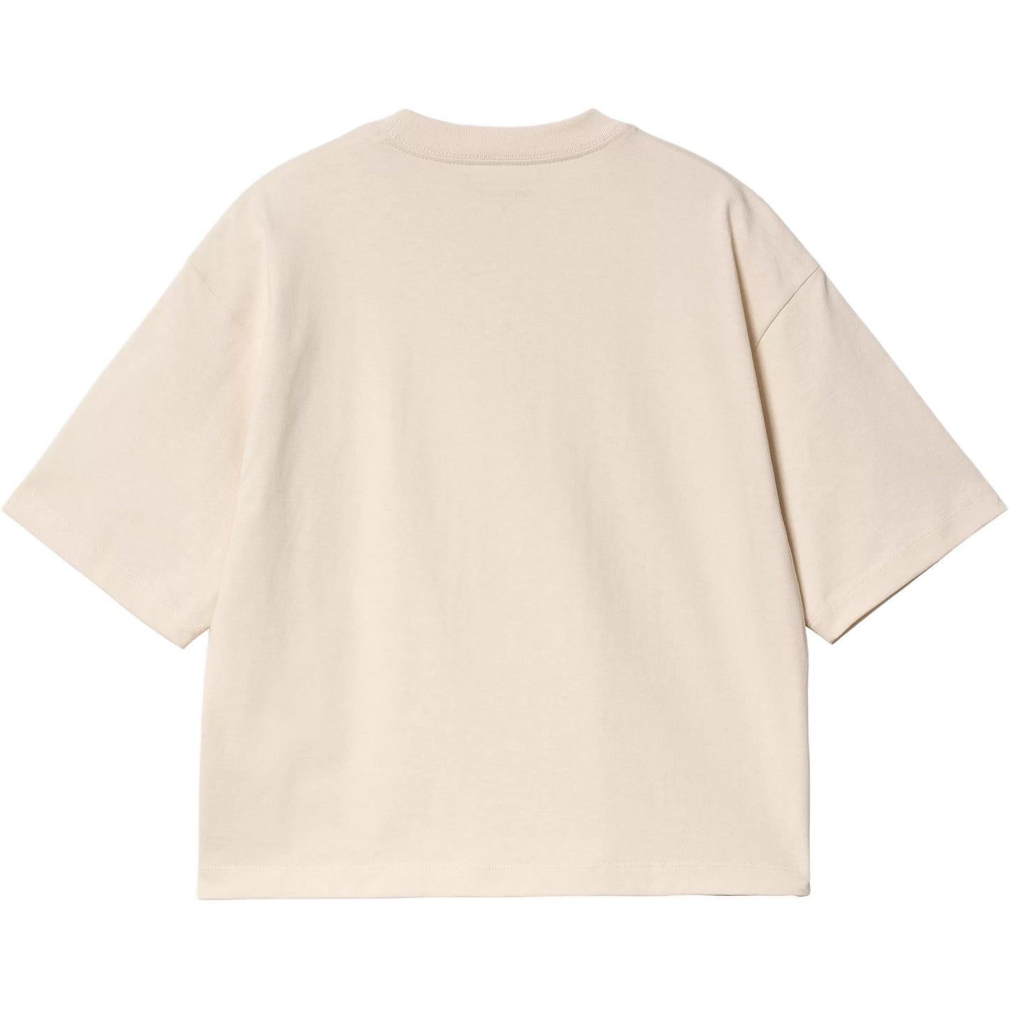 Carhartt wip w' s/s katta o'lchamli ko'krak cho'ntakli kvadrat yorliqli dumaloq bo'yinli qisqa yengli oddiy ayollar futbolkasi