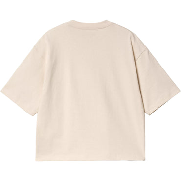 Carhartt wip w' s/s katta o'lchamli ko'krak cho'ntakli kvadrat yorliqli dumaloq bo'yinli qisqa yengli oddiy ayollar futbolkasi