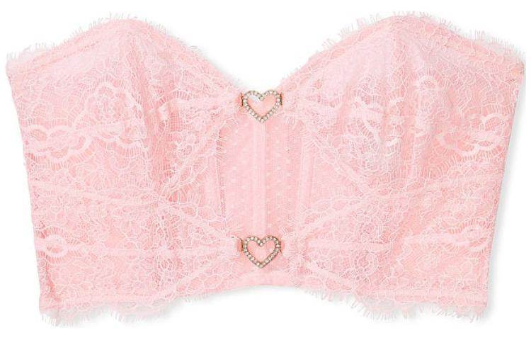 Victoria's secret victoria's secret pure colour removable straps lace mesh shapewear fishbone bra women's pink - Boxette Shop