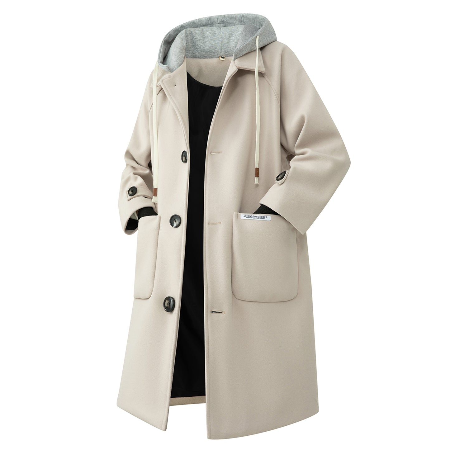 David beacon oddiy retro bo'sh tasodifiy kollej uslubi issiq qalinlashgan o'rta uzunlikdagi trench ko'ylagi ko'cha klassik asosiy ko'p qirrali bir ko'krak qalpoqli soxta ikki qismli tvid palto erkaklar va ayollar bir xil modellar