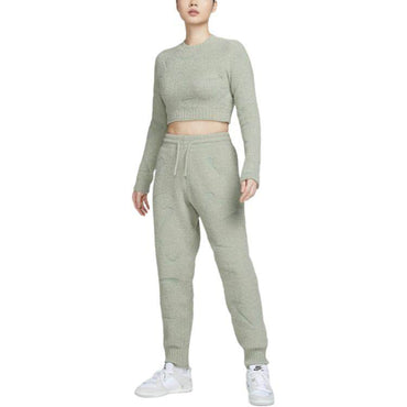 Nike sportswear тонкий пуловер с круглым вырезом сплошного цвета с длинным рукавом вязаный женский изумрудный горизонт