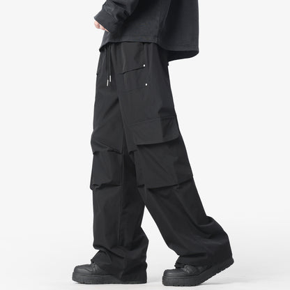 Paddy Julia American outdoor vintage logging, micro-pleated dizayn ma'nosi bir rang cho'ntaklar o'rta bel galstuk kamar bo'sh tekis sudrab erga yuz yuz kundalik ish shim bilan bir xil modellari bilan erkaklar va ayollar