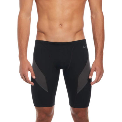Nike colour block logo mid-rise 3/4 swim trunks мужские черные