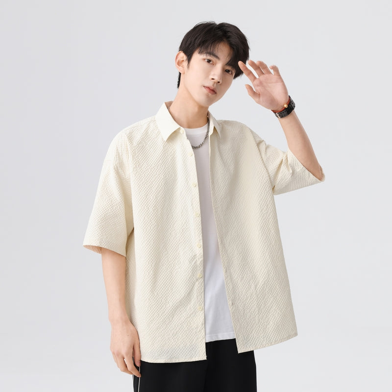 Igoi Amerika tekis rangli oddiy asosiy modellar bo'shashgan yagona ko'krakli teksturali yelkada erkin his qiluvchi oddiy yuzta tekis kalta yengli ko'ylaklar bir xil modeldagi erkaklar va ayollar