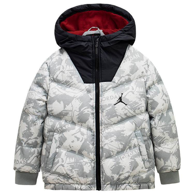 Пуховик детский Jordan Full Logo Print Zip Short Hooded - Boxette Shop
