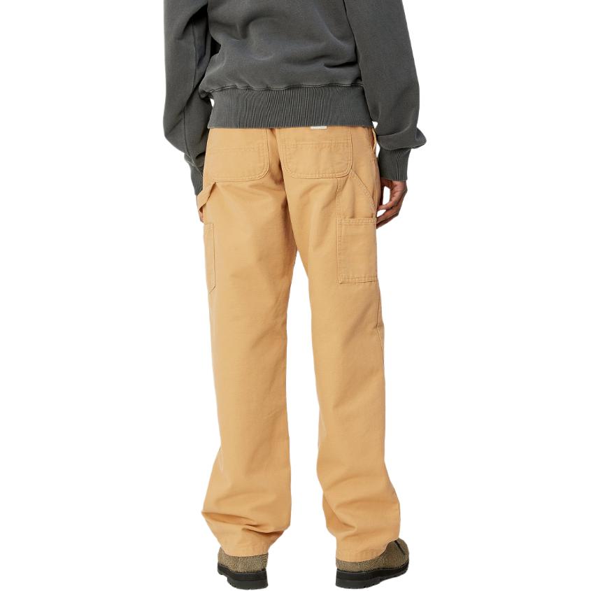 Carhartt wip ss24 v' pirs shim, to'g'ridan-to'g'ri bo'shashgan tekis kvadrat yorliqli fermuarli uzun ish shimlari xaki