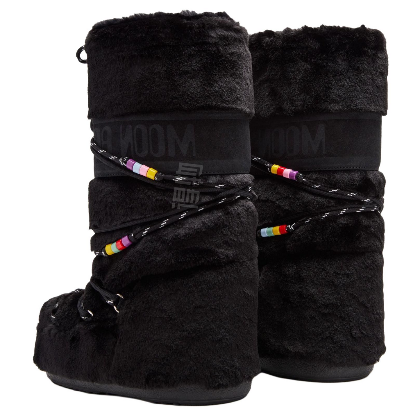 Moon boot icon round toe colourful lace up mid calf snow boots unisex black