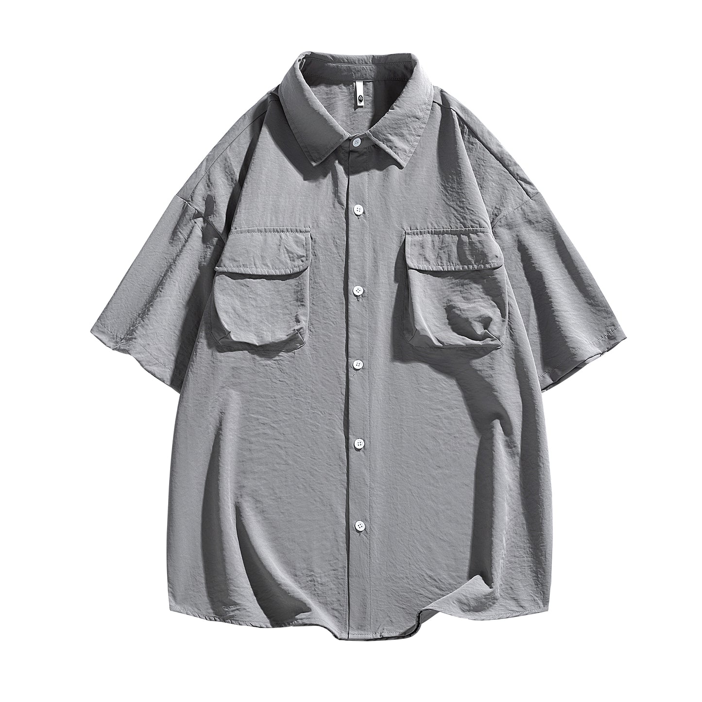 Igoi Amerika yuqori ko'chada qulay moda ish kiyimi nozik kesilgan tasodifiy ko'p qirrali tekis rangli oddiy bo'sh lapel qisqa yengli ko'ylaklar erkaklar va ayollar bir xil