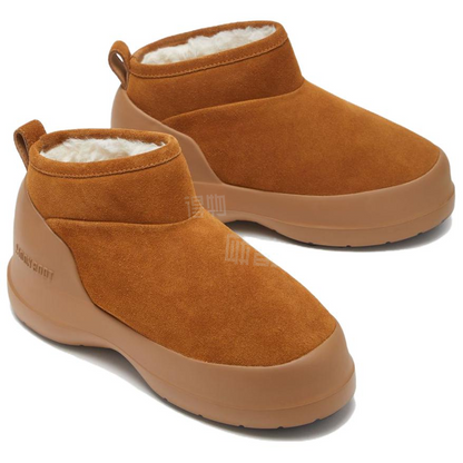 Moon boot luna suede thick sole overlay ankle snow boots women's brown