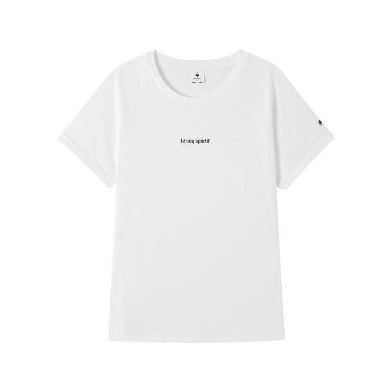 Le coq le coq sportif ochiq havoda kundalik maktubli naqshli ekipaj bo'yinli pullover qisqa yengli futbolka ayollar