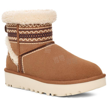 Ugg classic mini atherson из коровьей анатомической кожи модные и удобные короткие женские сапоги коричневого цвета