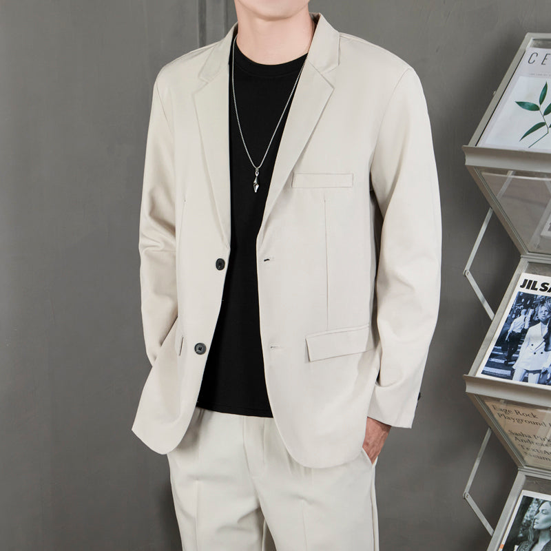 Ofisga qarshi engil hashamatli moda tasodifiy chiroyli bo'sh Gonkong uslubidagi gangster chiroyli ko'ylagi universal koreys versiyasi trendi uzun yengli kostyum erkaklar modellari
