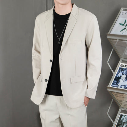 Ofisga qarshi engil hashamatli moda tasodifiy chiroyli bo'sh Gonkong uslubidagi gangster chiroyli ko'ylagi universal koreys versiyasi trendi uzun yengli kostyum erkaklar modellari