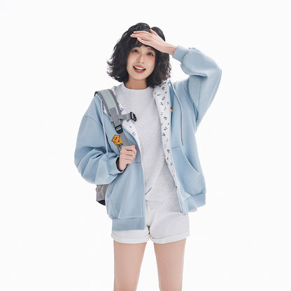 Pal ongaco pal ongaco Amerika retro soddaligi multfilm naqshli bosma harflar logotipi erkin universal trend ko'ylagi ko'ylagi qulay tasodifiy kaputli kardigan kozok erkaklar va ayollar bir xil paragraf bilan