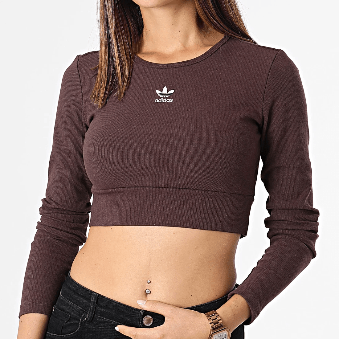 Спортивный лонгслив женский Adidas Originals clover essentials rib - Boxette Shop