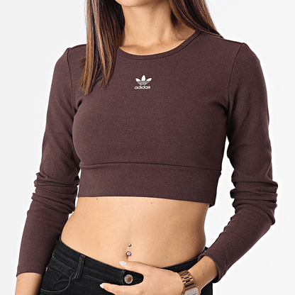 Спортивный лонгслив женский Adidas Originals clover essentials rib - Boxette Shop