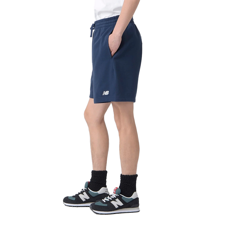 New Balance Solid Color logotipi naqshli to'g'ridan-to'g'ri erkaklar uchun to'q-to'g'ri sport shortilari