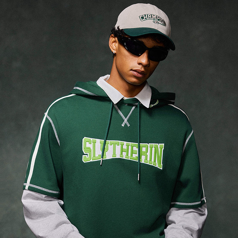 Champion x harry potter гарри поттер совместные модели fw25 пуловер с капюшоном удобный ретро классический простой универсальный мода мягкий толстовка американская версия те же модели мужчины и женщины